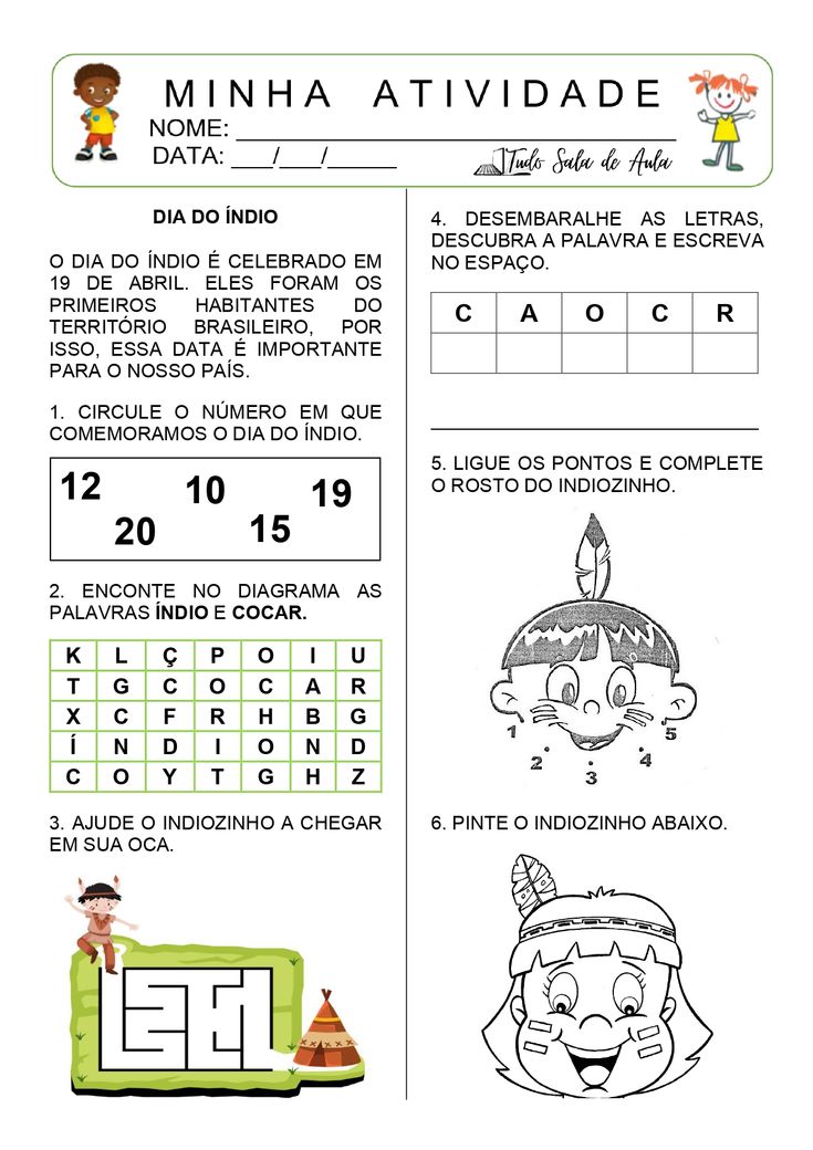 atividades sobre cultura indigena para imprimir