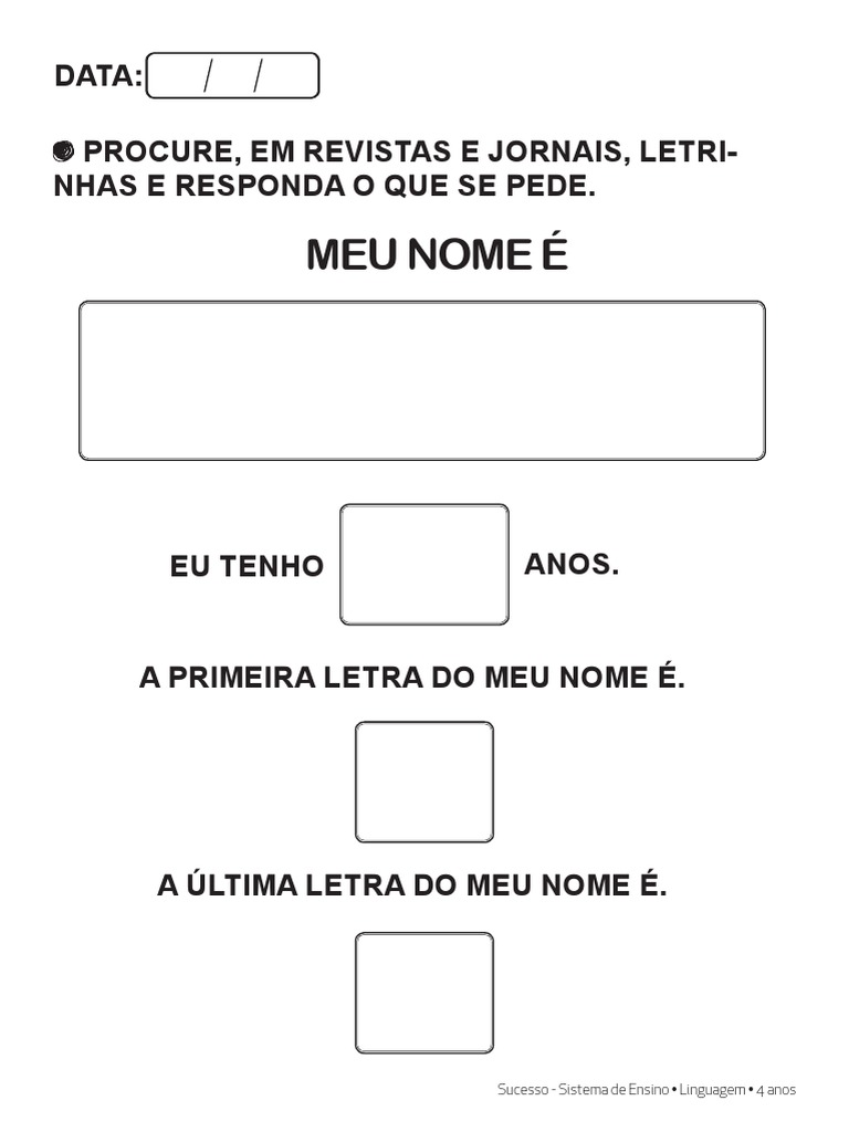 atividades de linguagem infantil 4 anos