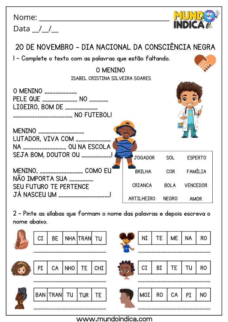 moldes consciência negra para imprimir