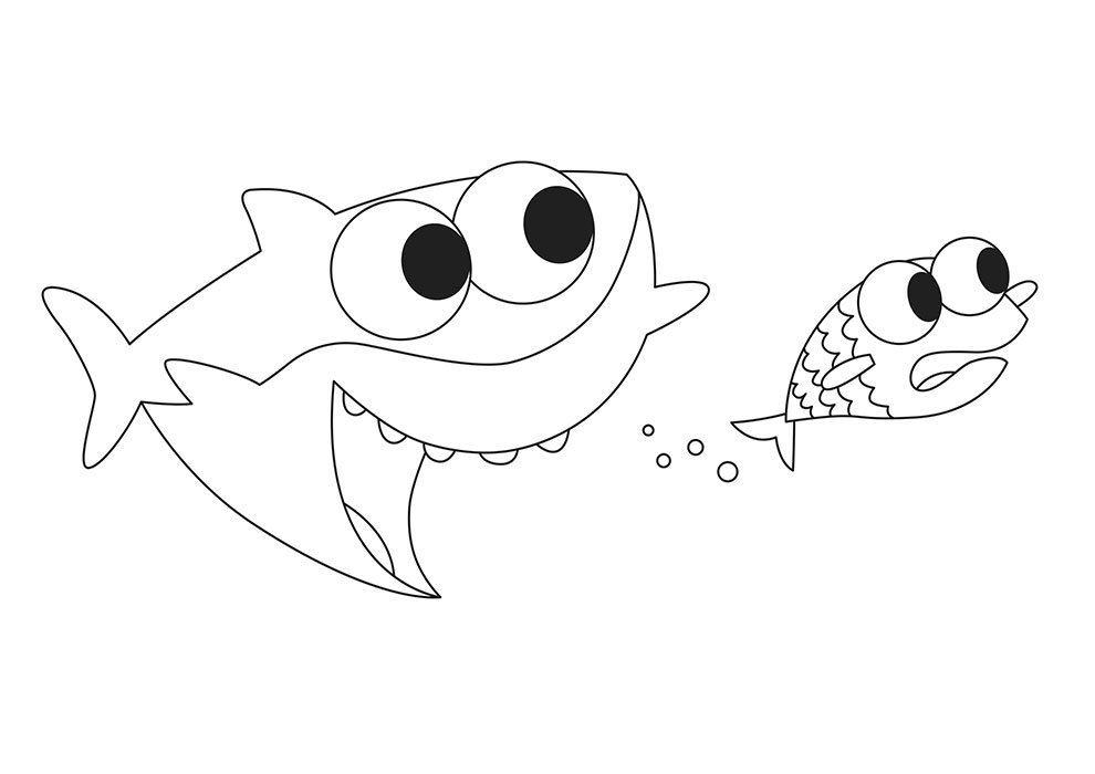 baby shark família para colorir