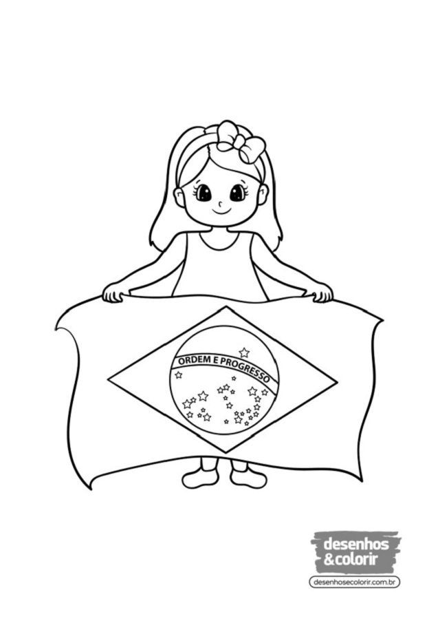 desenho da bandeira do brasil para pintar