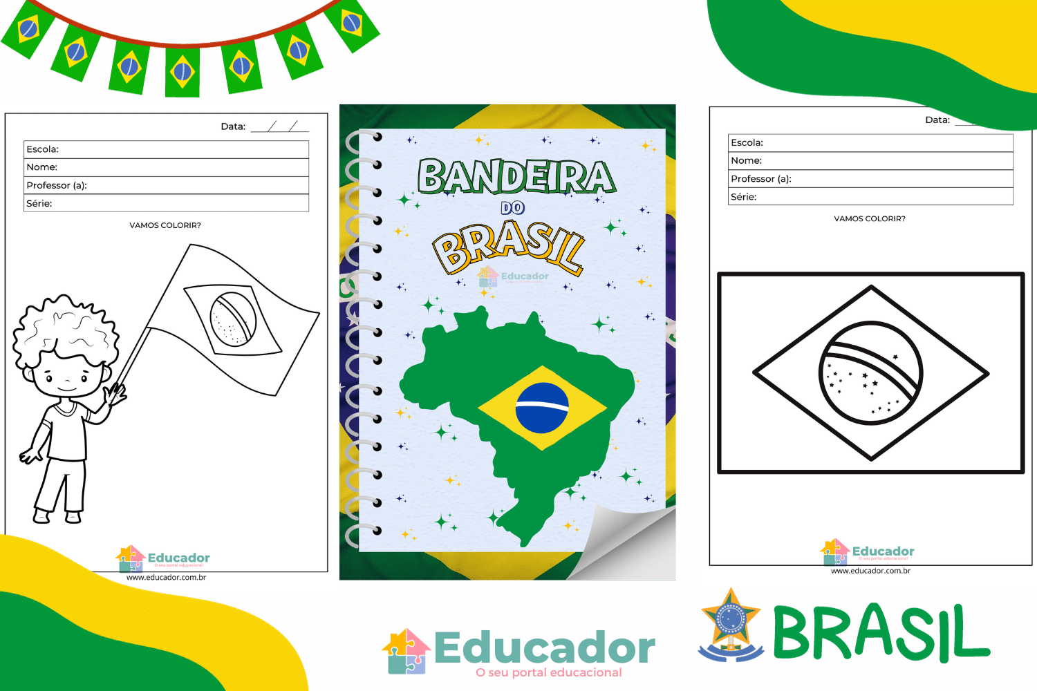 bandeira do Brasil para imprimir e colorir