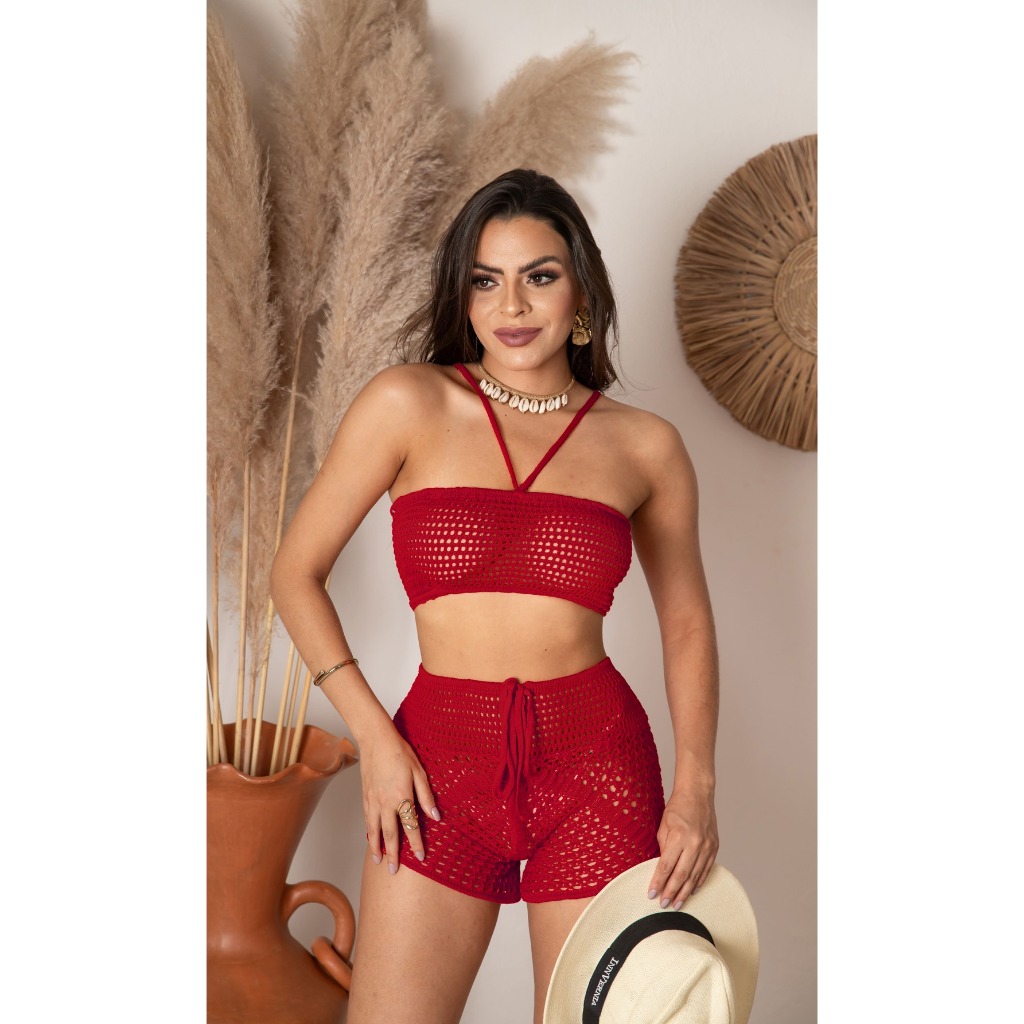 conjunto crochê moda praia