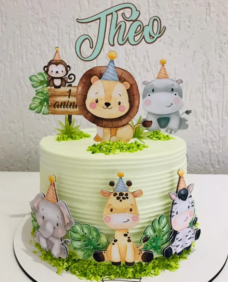 bolo safari baby simples