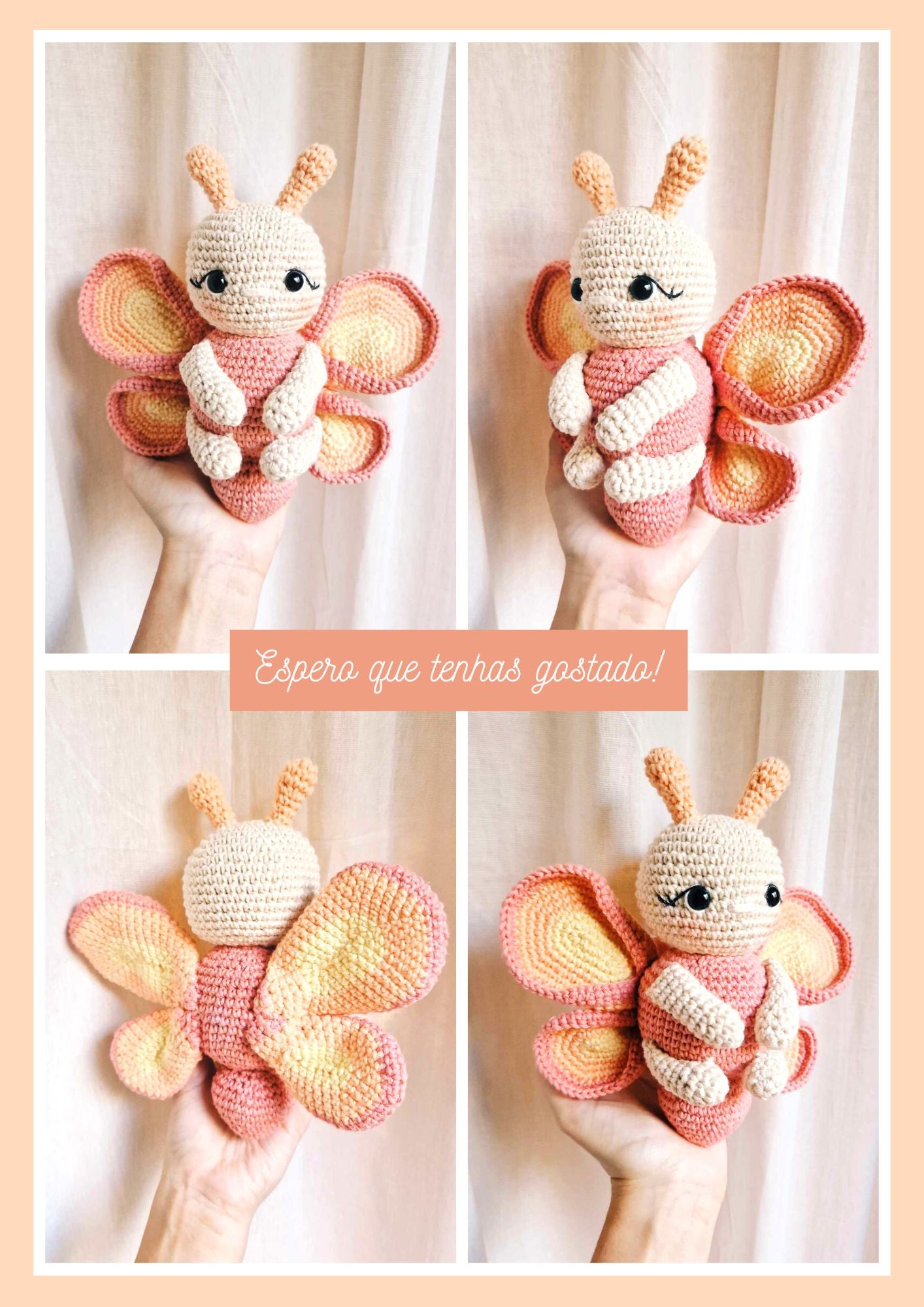 borboleta amigurumi guirlanda