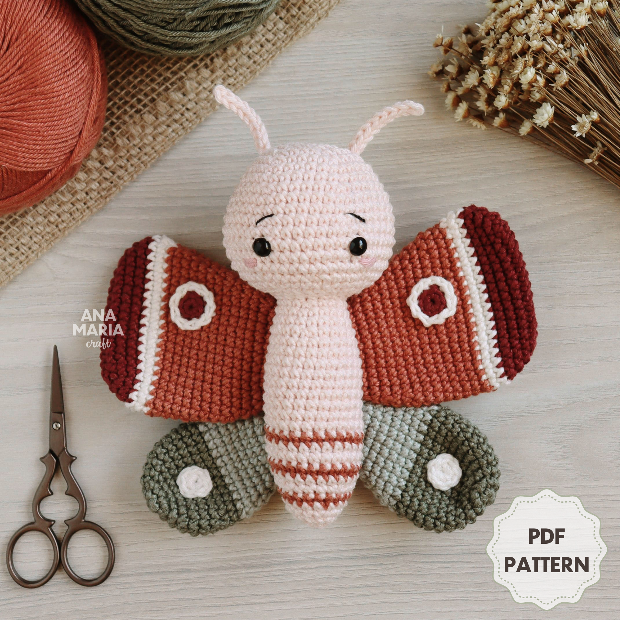 borboleta amigurumi pequena