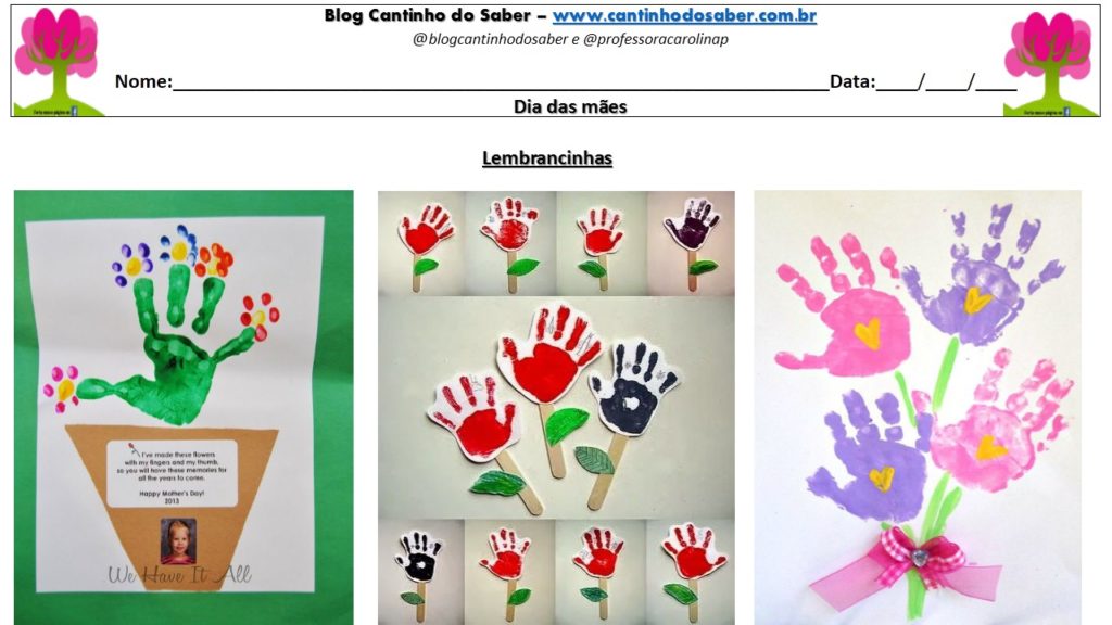 lembrancinha dia das mães educação infantil para imprimir
