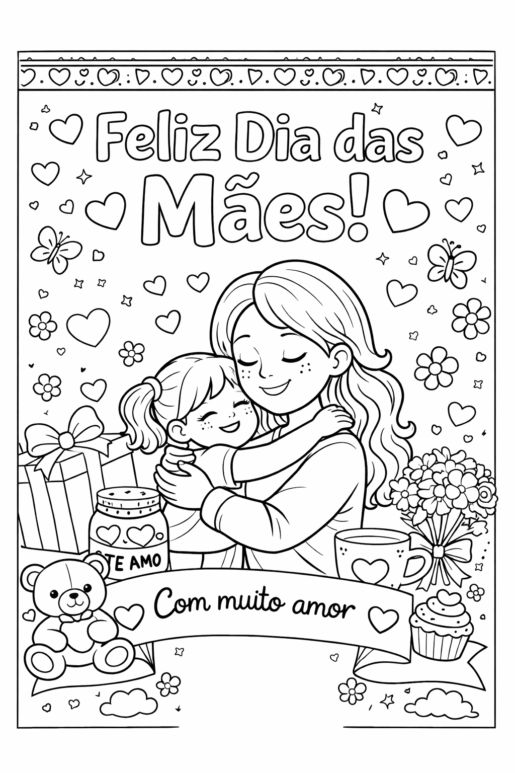 cartões de dia das mães para crianças colorirem