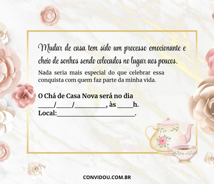 lista de presentes chá de casa nova