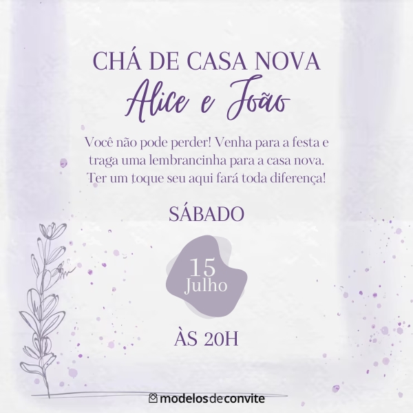 lista de presentes chá de casa nova