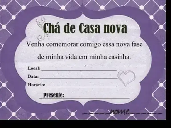 convite virtual chá de casa nova
