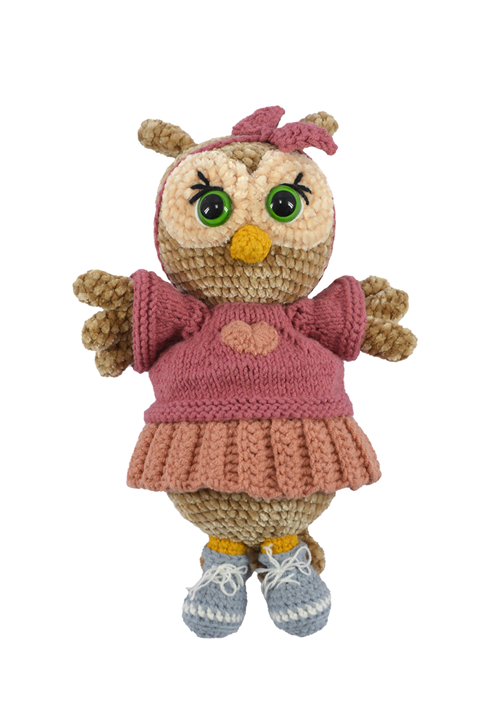 coruja amigurumi com óculos