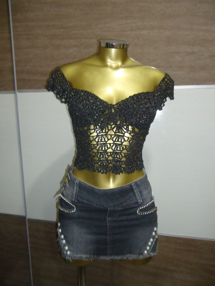 cropped de crochê com amarração
