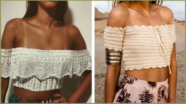 cropped de crochê boho chic