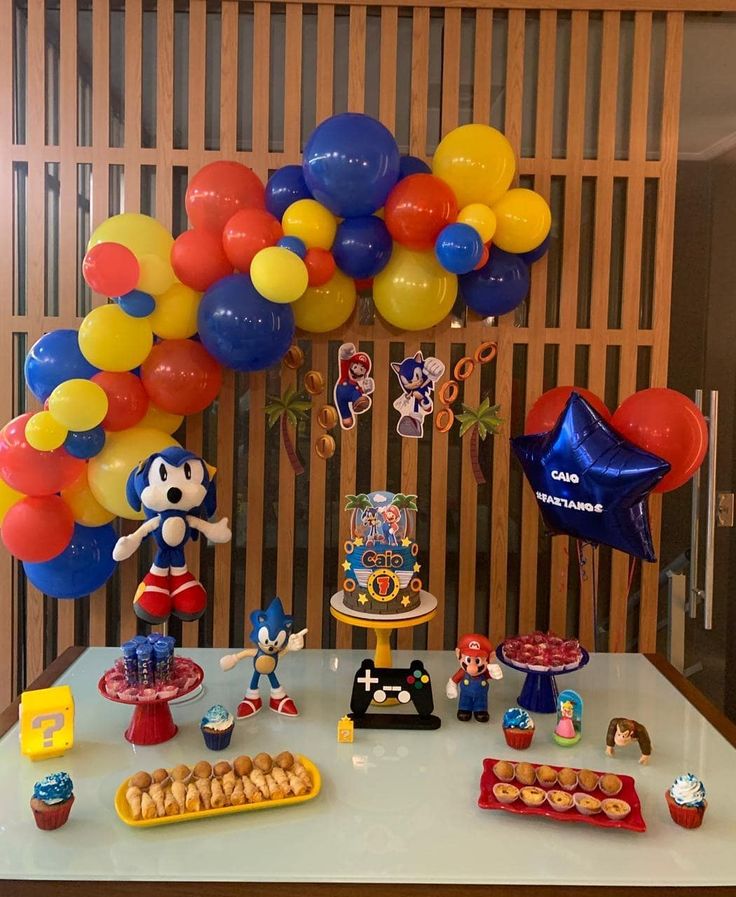 decoração festa sonic barata