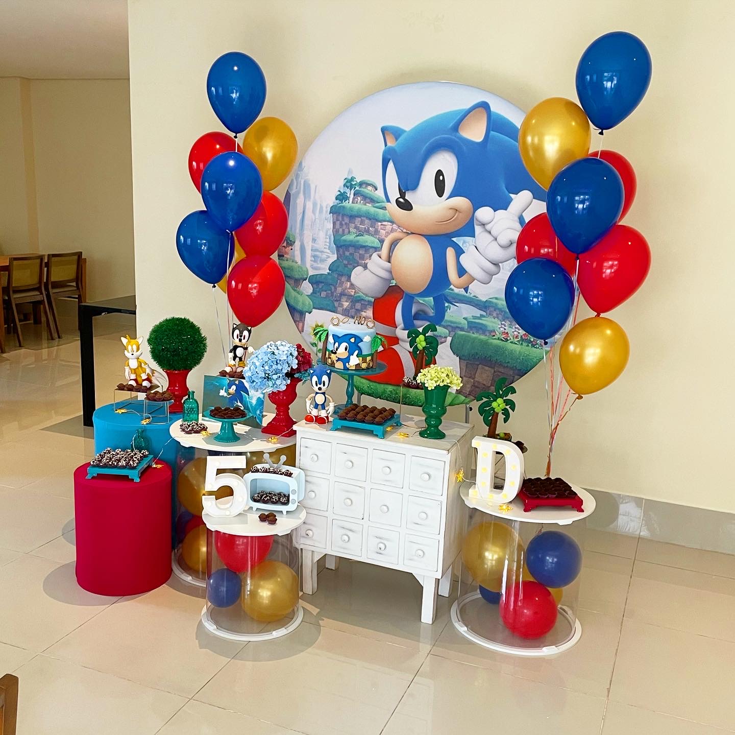 decoração festa sonic barata