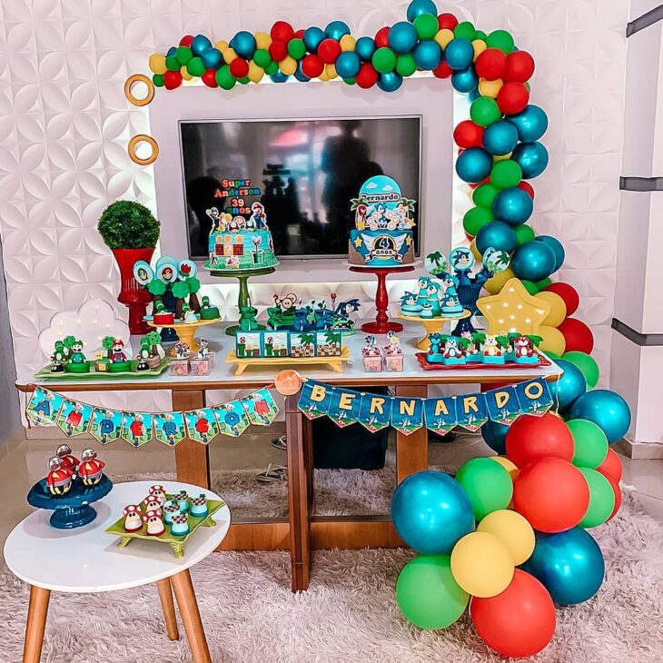 decoração festa sonic barata