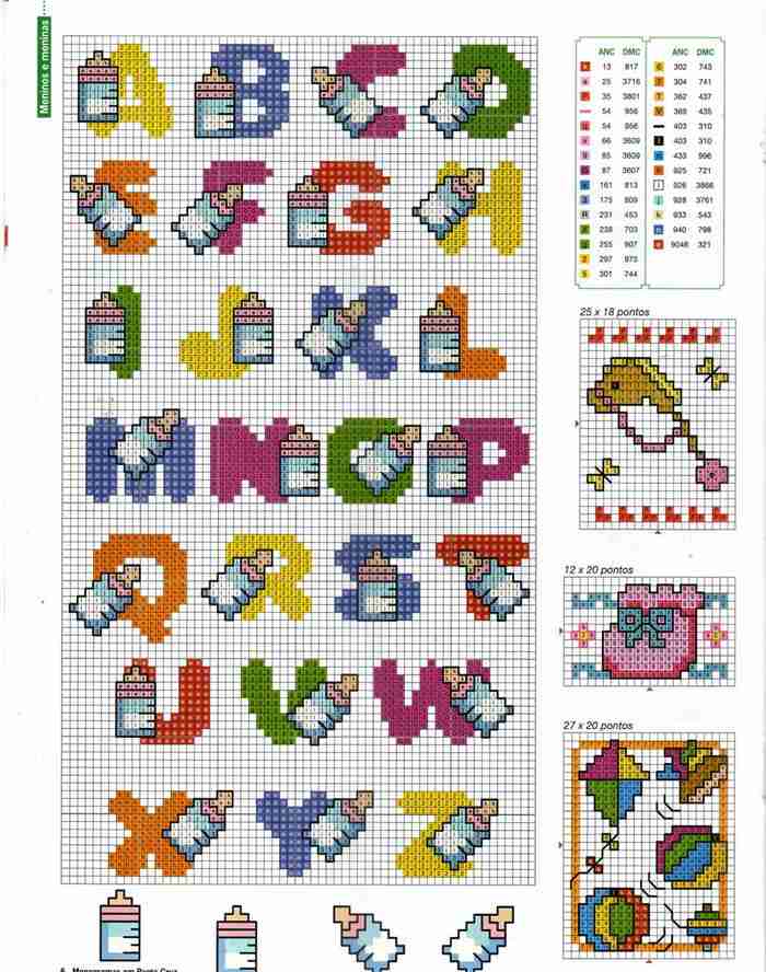 cores de linha para ponto cruz infantil feminino