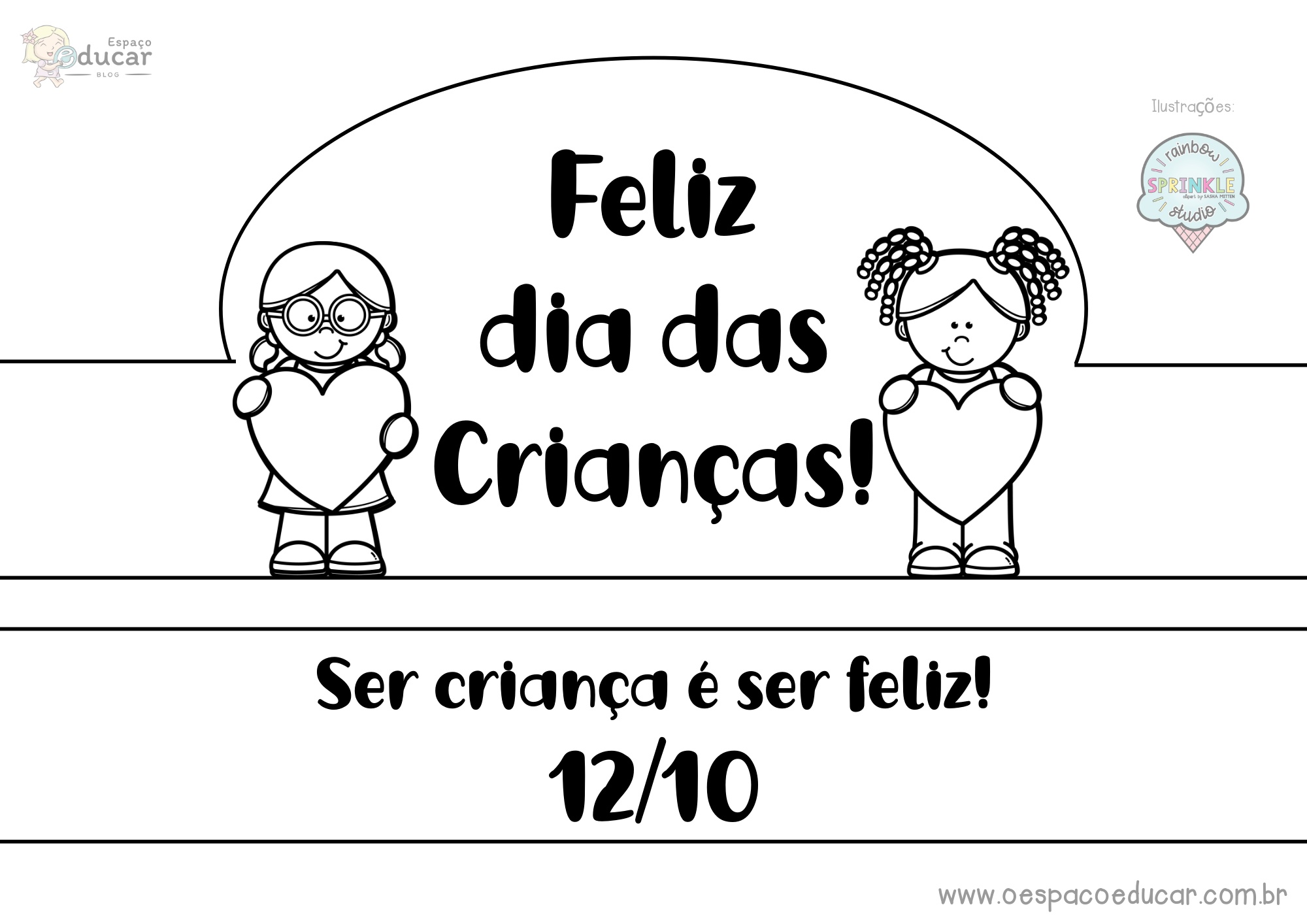 cartões dia das crianças para imprimir e colorir