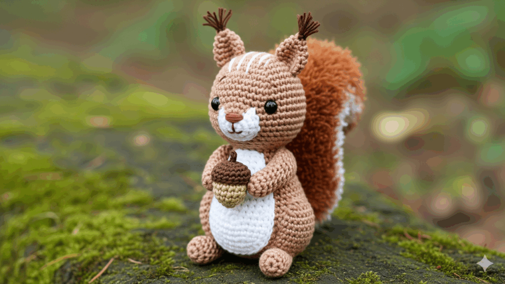 amigurumi esquilo com noz