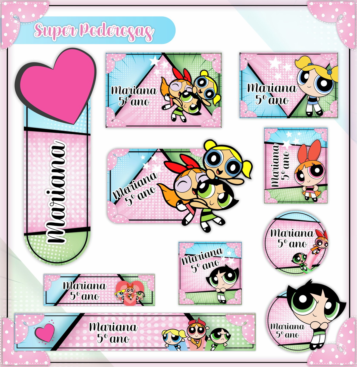 etiqueta escolar para menina personalizada