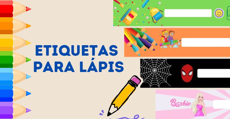 organização material escolar etiquetas