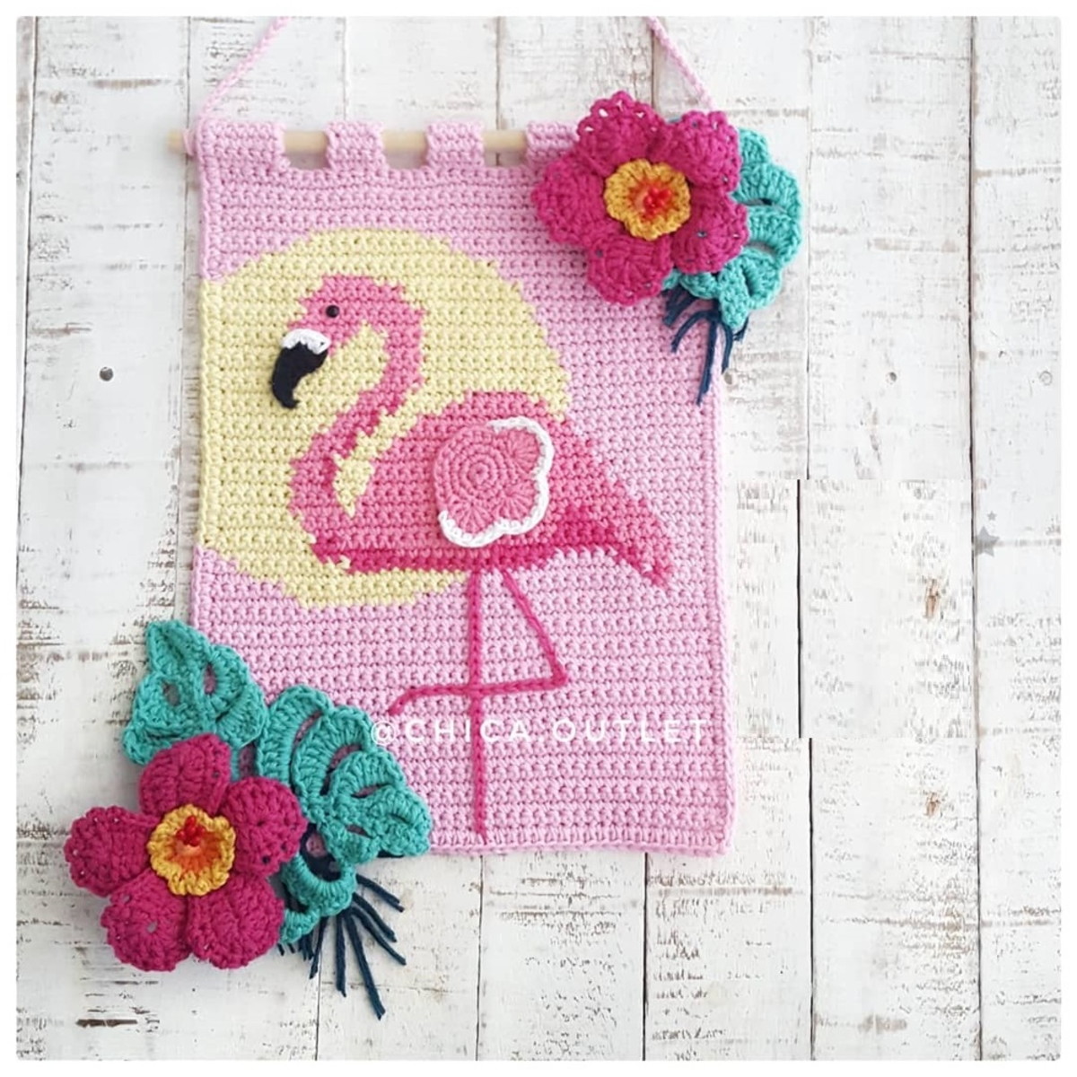 flamingo amigurumi decoração