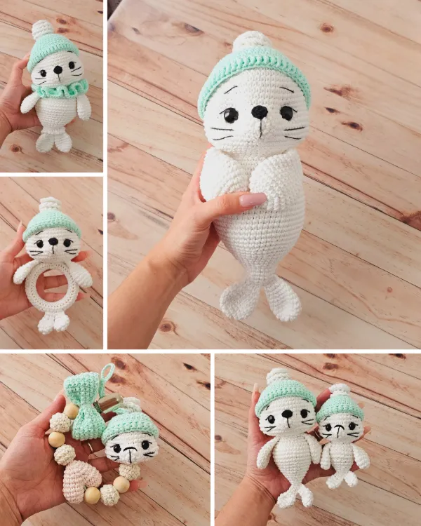 foca amigurumi azul