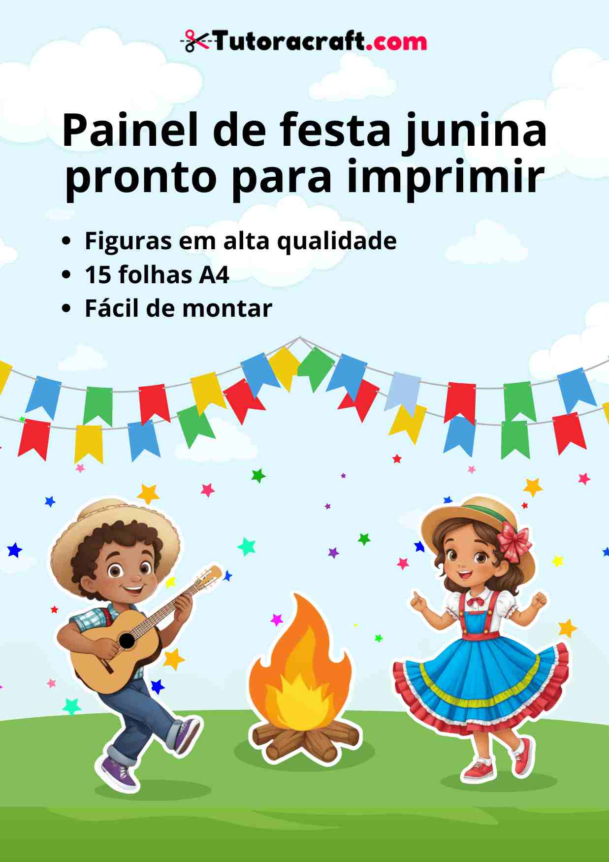 desenho fogueira festa junina para colorir
