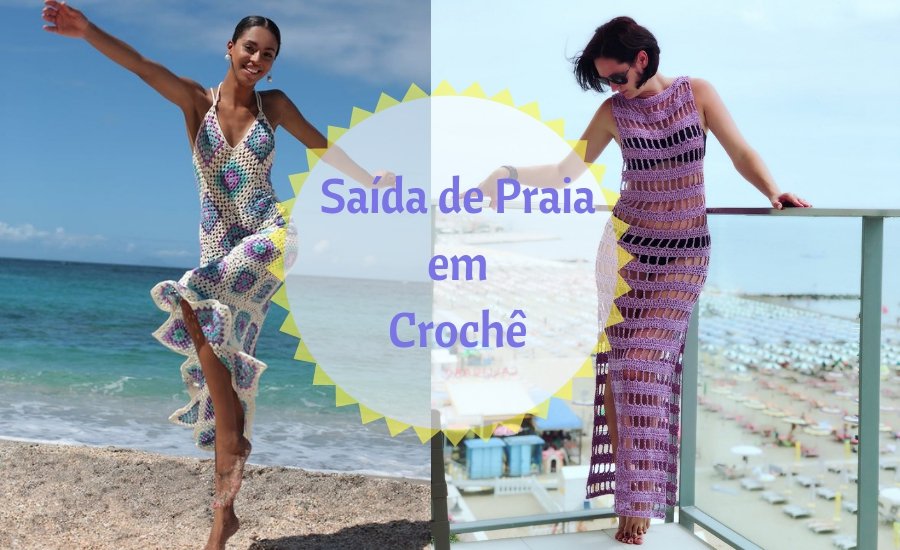 saída de praia crochê com franja