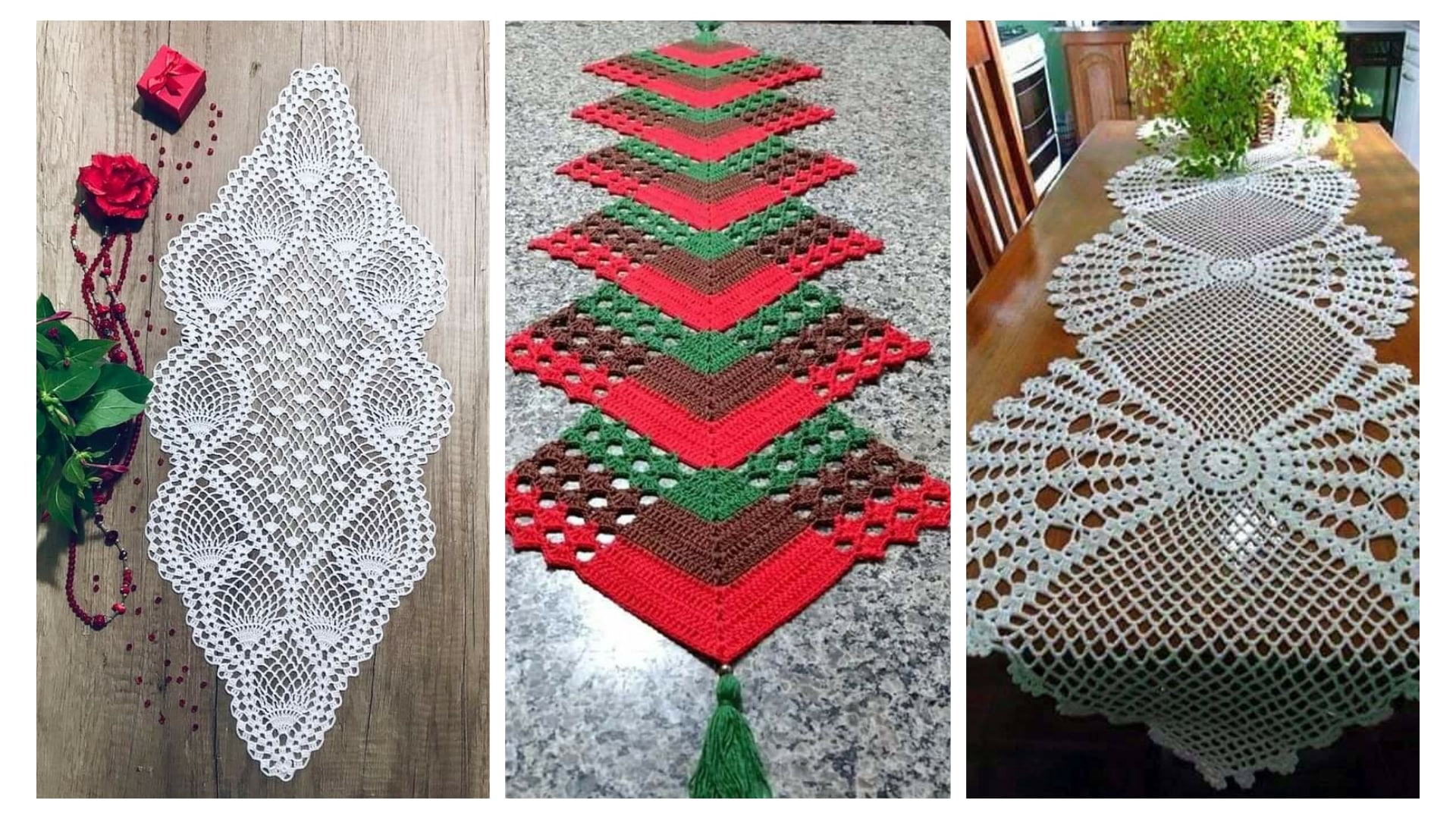 modelos de caminhos de mesa de crochê