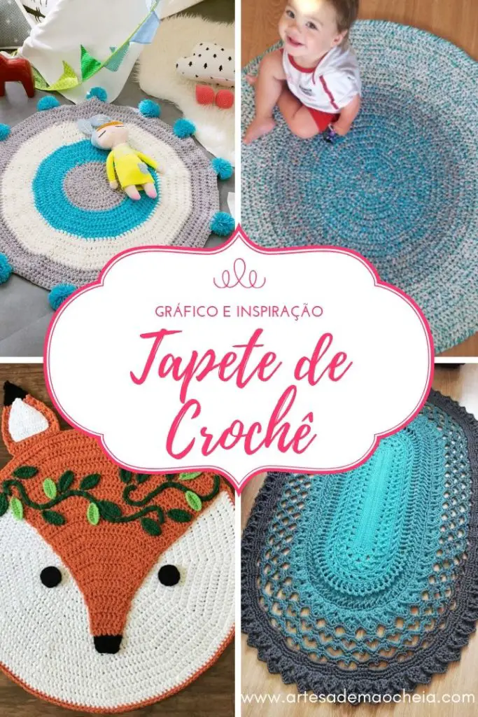 receita tapete de crochê com gráfico