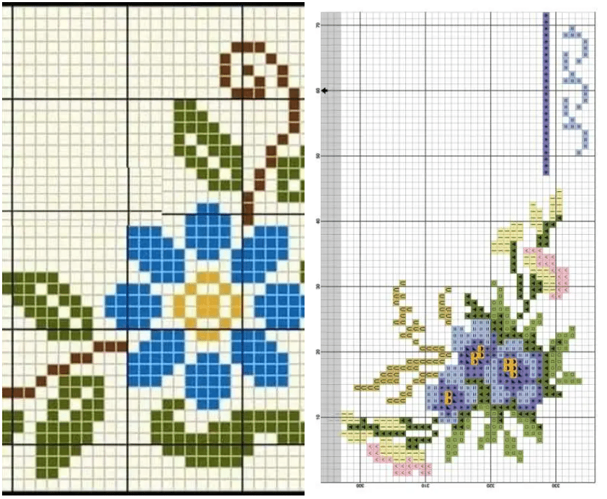 padrões ponto cruz florais grátis