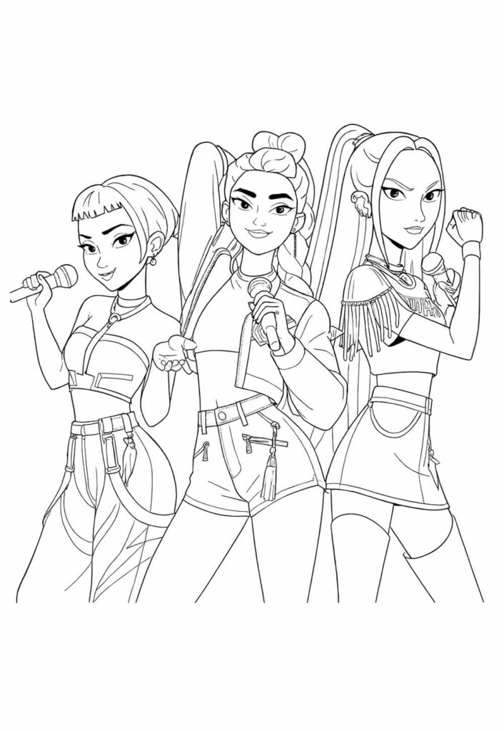 desenho guerreira kpop para colorir