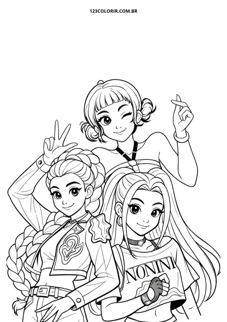 guerreiras kawaii para colorir