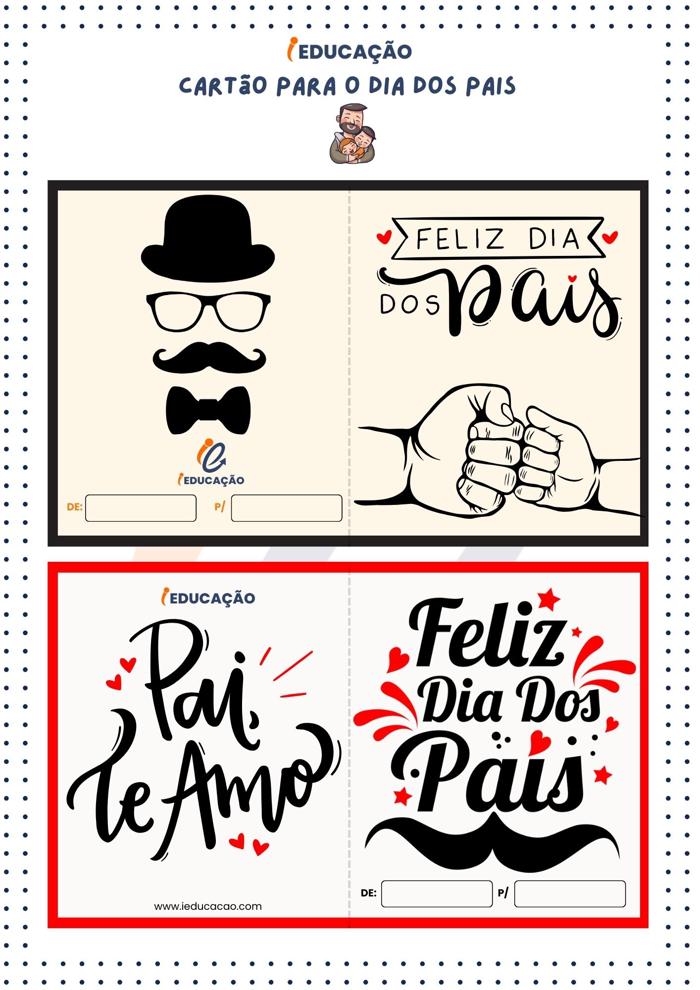 Cartão Dia dos Pais para bebês