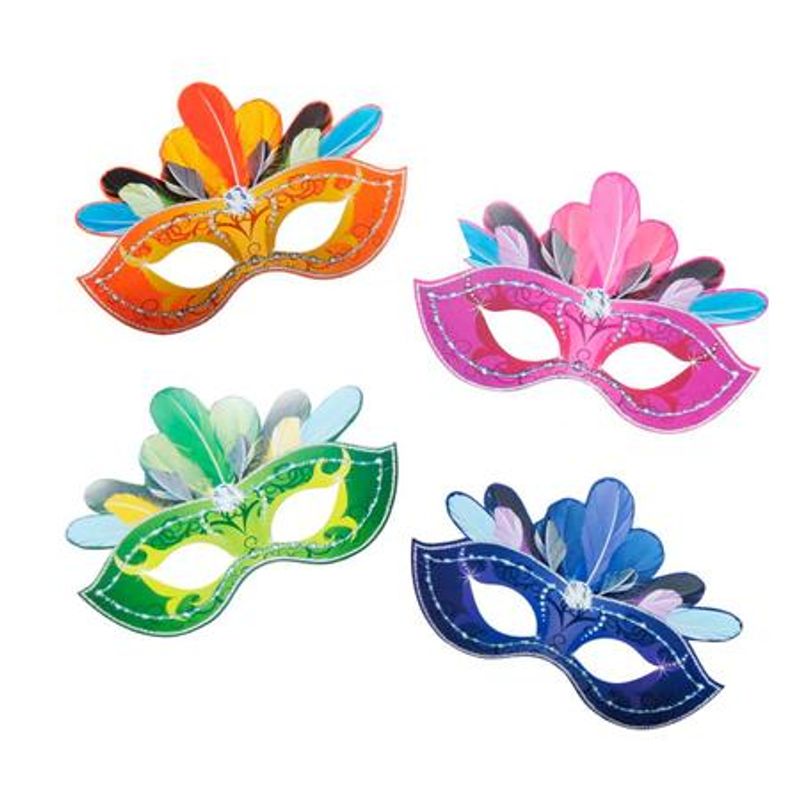 máscaras de carnaval com plumas