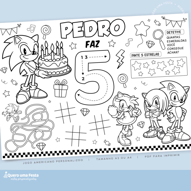 atividade infantil Sonic