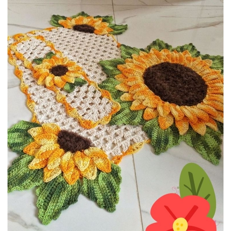 jogos de banheiro em crochê com flores