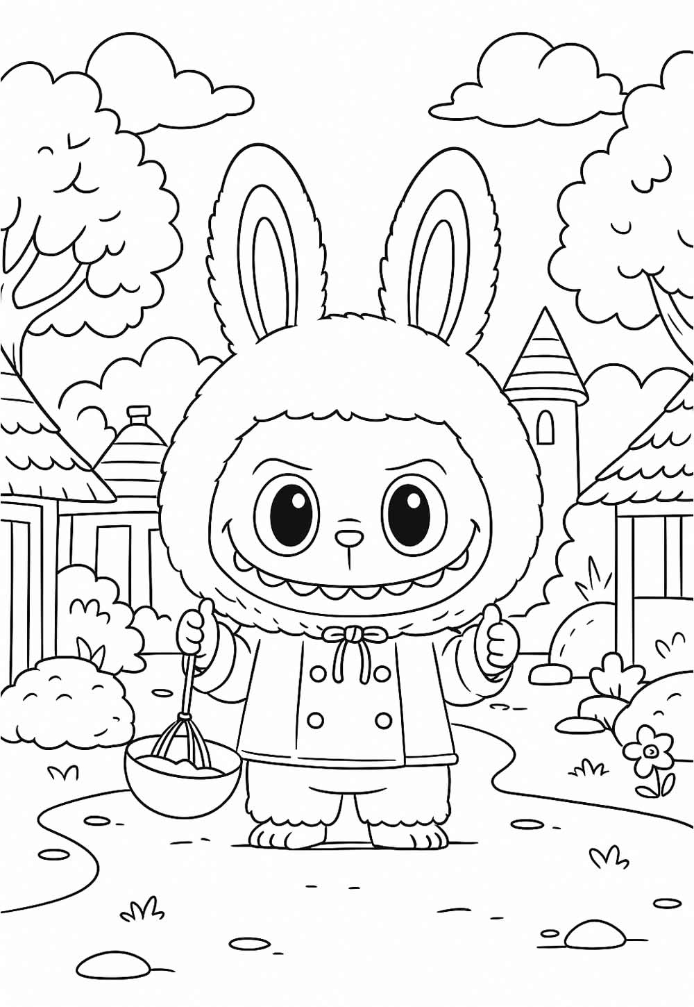 labubu hello kitty colorir