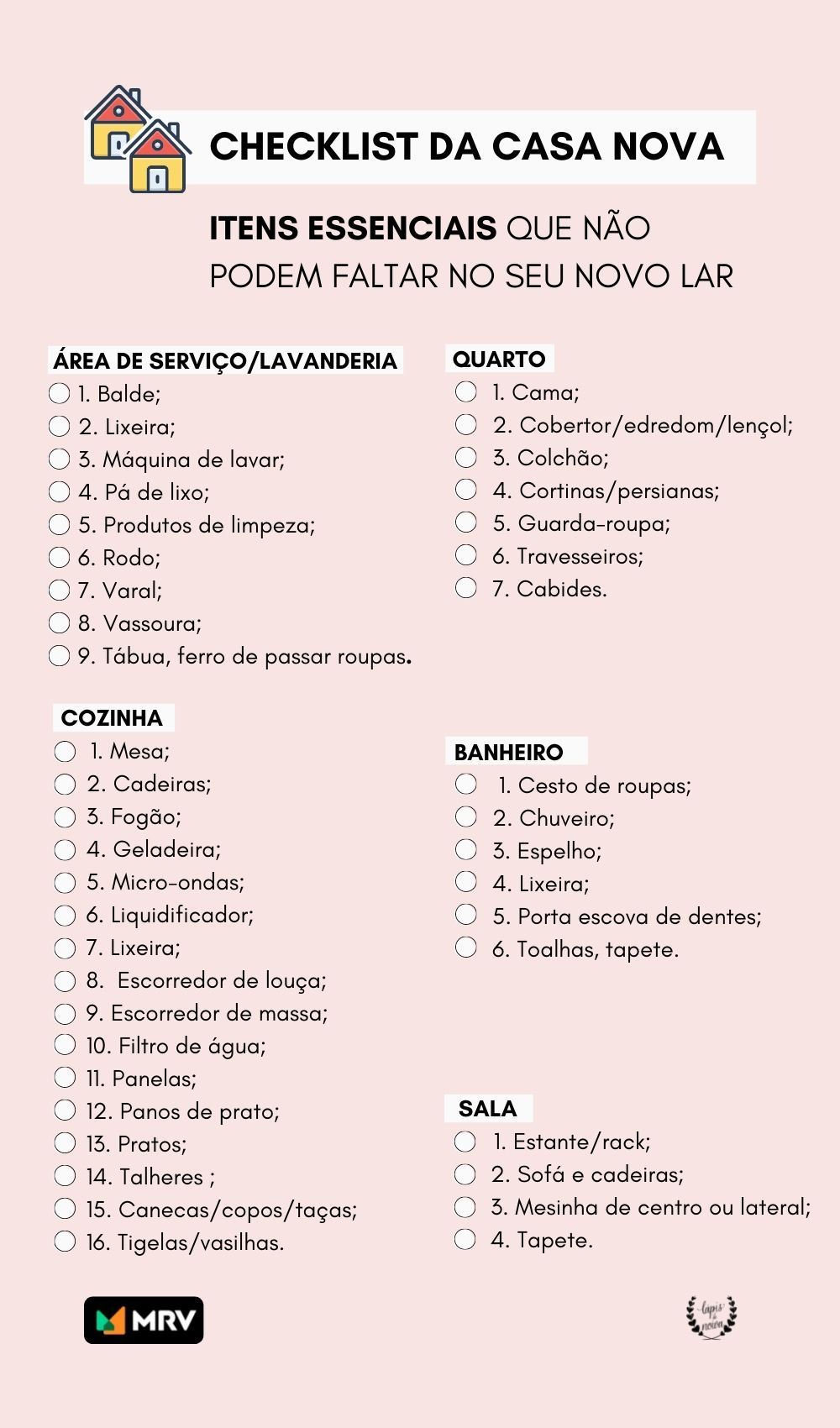 checklist casa nova