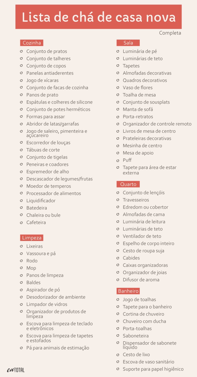 organizar chá de casa nova