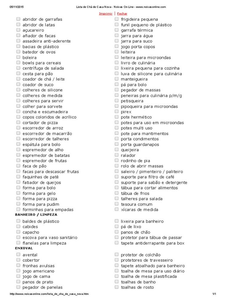 checklist chá de casa nova pdf