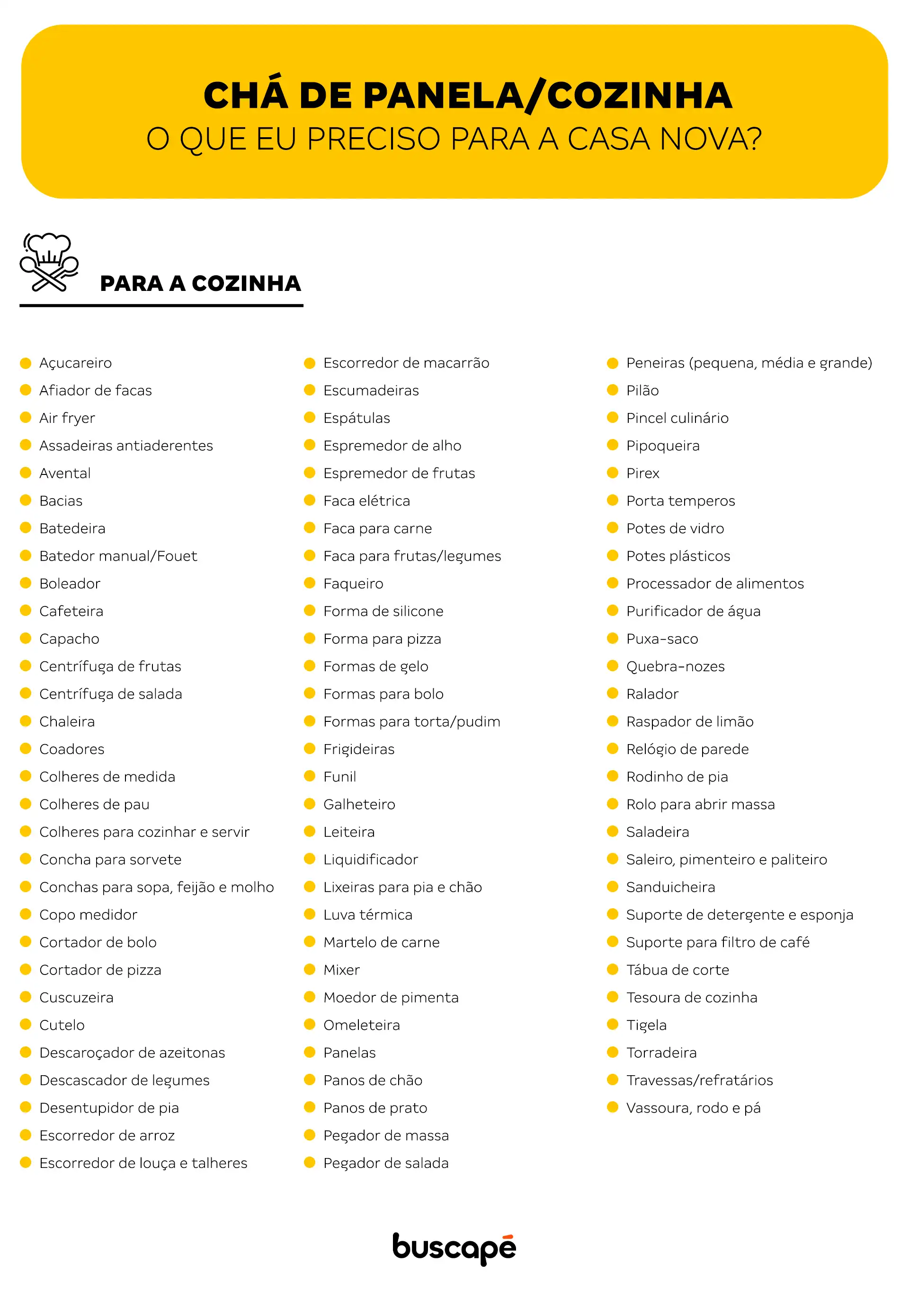 modelo de lista chá de cozinha