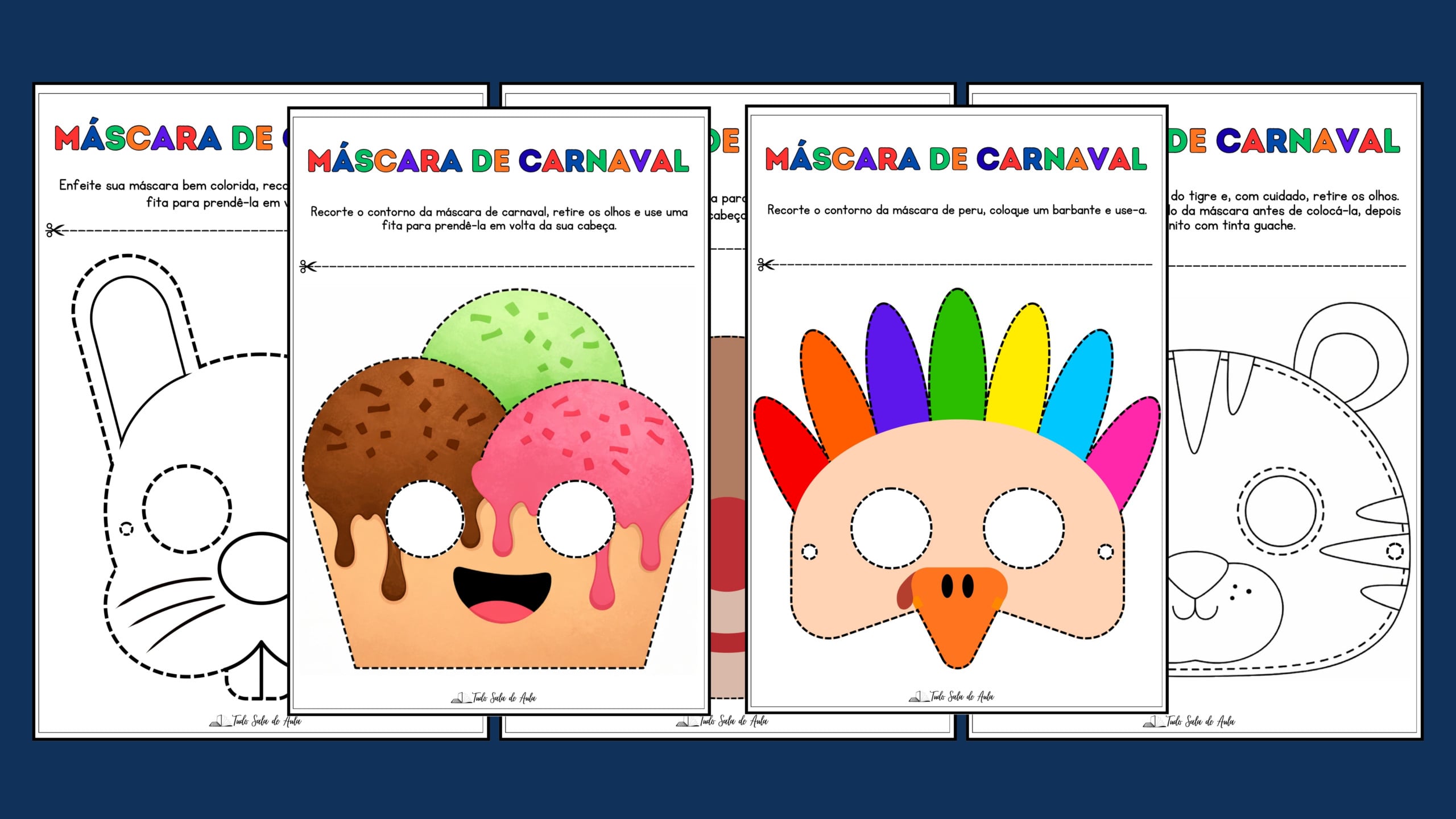 máscaras de carnaval infantis para imprimir