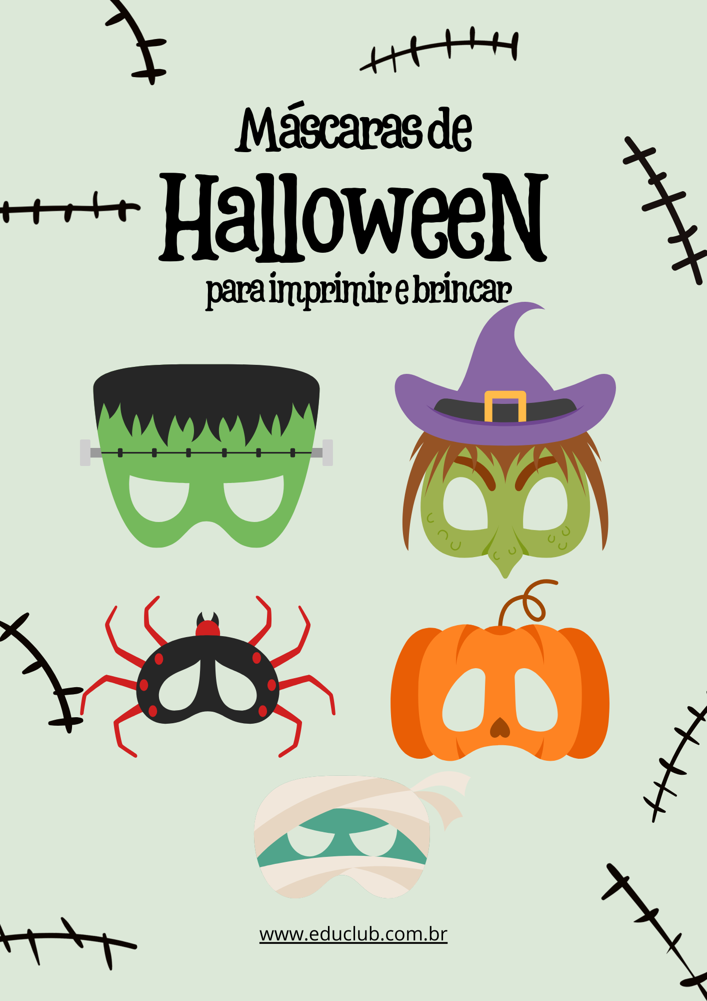 máscaras de halloween infantis para imprimir