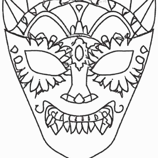 máscaras de halloween preto e branco para colorir
