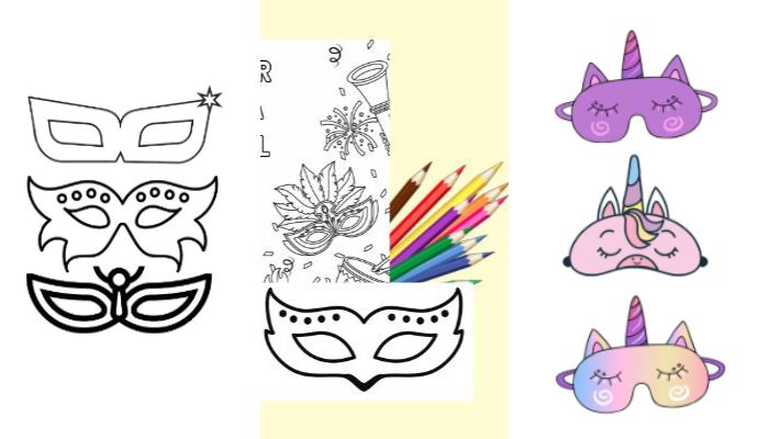 máscaras de carnaval para colorir e recortar