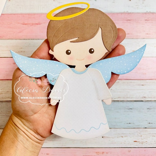 molde anjo 3d papel