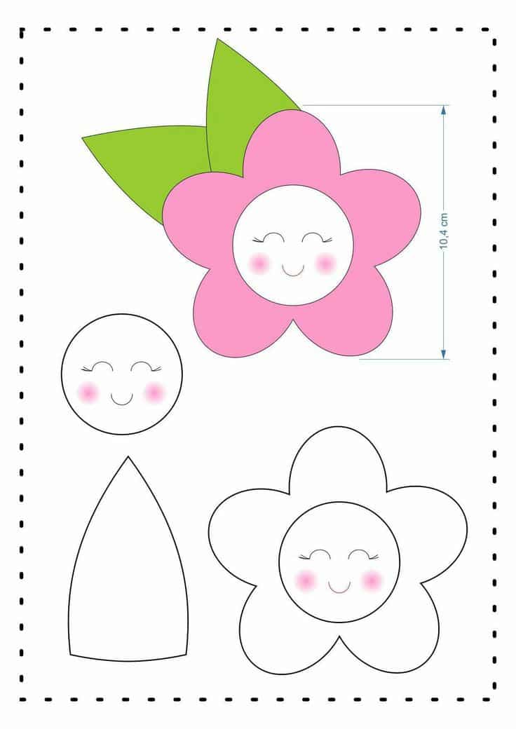 molde de flor em feltro para mural